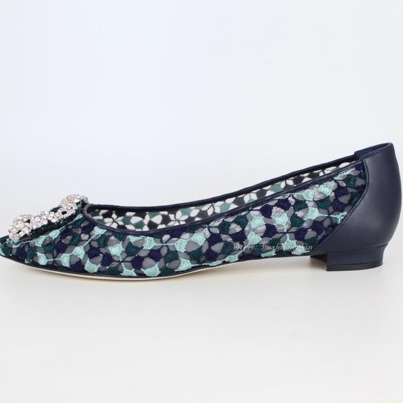 NEW MANOLO BLAHNIK Hangisi Lace Flats - Picture 10 of 16